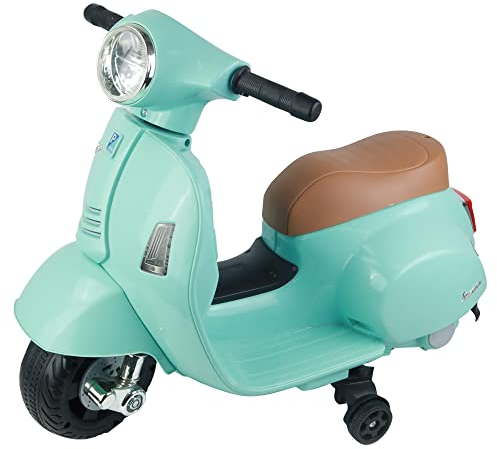 TURBO CHALLENGE - Porteur Vespa GTS Électrique -119151 - Vert d'Eau - Batterie 6V + Chargeur USB Inclus - Poids Max 25 Kg - À Partir de 2 Ans