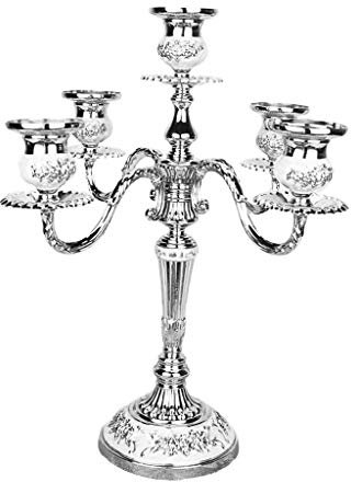 perfk Romantische aus aus Kerzenhalter 5 Arm Candlestick Mittelstücke, Silber