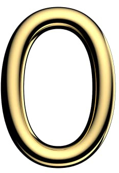 Ultion Sweet Gold Door Number '0' | Self Adhering, No screws, No drilling, Matching numbers available, Matching Ultion Sweet door furniture available