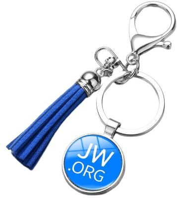 JW.ORG Schlüsselanhänger mit Quaste aus PU-Leder mit Jehova-Zeugen, für Handtasche, Geldbörse, Tasche, Charm, Geschenk für Mitglieder, Blau, silber, 25