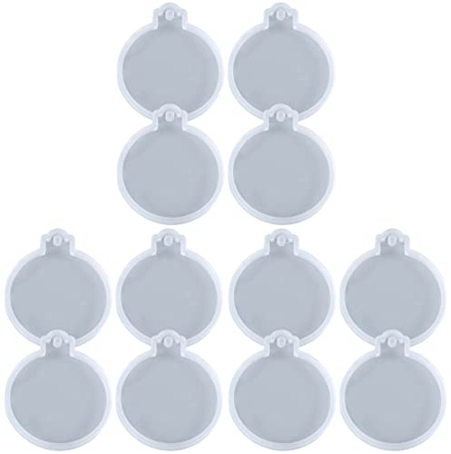 12 Pcs Boule Plaque Résine Moules en Silicone Rond Oeuvre Fournitures pour La Maison Artisanat Décor Époxy Bijoux Ornement Trou Forme Cercle Ornements Arbre Flocon