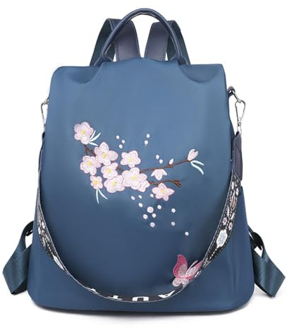 Ray-Velocity Rucksack Damen Wasserdichte Anti Diebstahl Schulrucksack Umhängetasche, Mode Cityrucksack Tagesrucksack für Schule Reisen Arbeit Einkauf (Schmetterling Blau)
