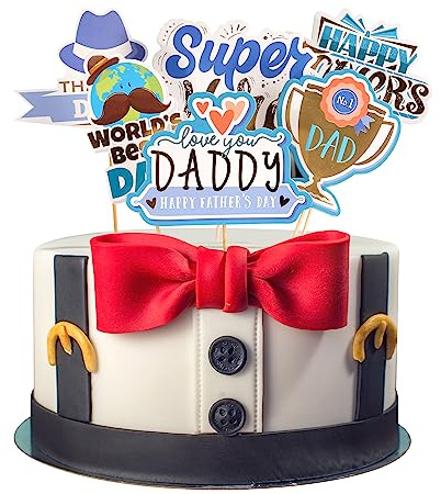 Gyufise 12Pcs Father's Day Cupcake Toppers Happy Fathers Day Cake Toppers I Love My Dad Best Dad Cupcake Pick Decorations for Father's Day Party Cake Decorations Supplies