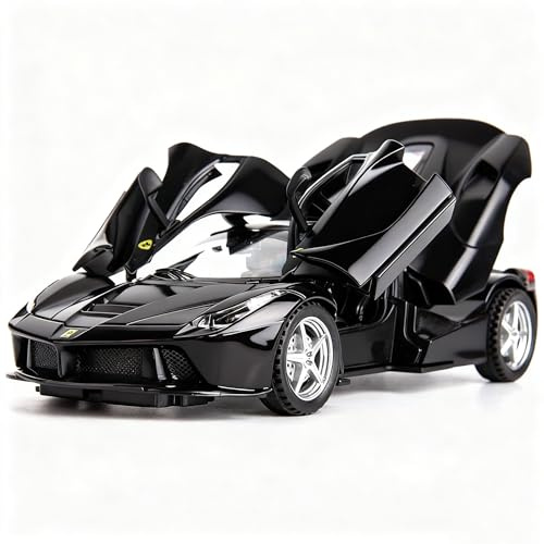 TGRCM-CZ 1:32 Ferrari Modell Pull Back Spielzeug Rot mit Sound und Licht für Kinder, Zinklegierung Körper Schwarz