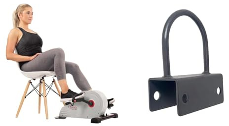 Sunny Health & Fitness Magnetic Under Desk Pedal Exerciser, Dual Function Mini Exercise Cycle Bike + Unisex's U-Ring Attachment for Power Racks and Cages – SF-XFA005, Black, One Size