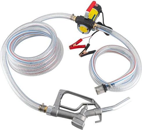 YaoFaFa 12V 175W Diesel Umfüllpumpe 45L/Min Elektrische Kraftstoff Umfüllpumpe mit Düse & Schlauch für Diesel, Kerosi