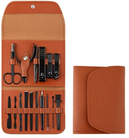Nagelklippningsset 16 delar Nagelvårdssats Manikyrset Pedikyrset Nagelklippare Grooming Kit Nagel, Choklad,A