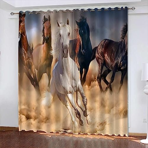 Kinder Verdunkelungsvorhänge 2 X 85 X 200 Cm Tierisches Pferd 3D Polyester Ösen Vorhang, Für Wohnzimmer Schlafzimmer Blickdicht Schallschutzvorhänge 2Er Set 2X -Esszimmervorhang -0D0G1F1U4Z9Y8K9S0M7K4