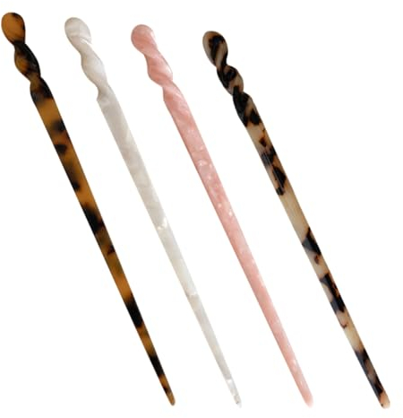 WOONEKY Bastoncini Per Chioma Cinesi 4 Pezzi Set, Forcine Per Chioma Da Donna Lunghe in Stile Antico, Fermagli Per Chignon Decorativi Per Feste, Cosplay e Cerimonie