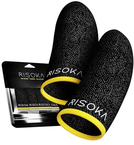 RISOKA Gaming Finger Sleeves 10 Pezzi - Scorrimento Perfetto sul Touchscreen – Adatto a Tutti i Giochi - Accessori Gadget Controller Smartphone - Guanti Sleeve Telefono - Phone Gamer Manicotto