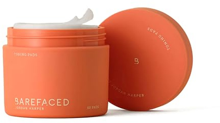 Barefaced Toning Pads (60 count) - Exfoliating Face Pads with 2% Glycolic Acid & Salicylic Acid - Brightens & Cleanses Skin, Clears Pores, Reduces Fine Lines & Wrinkles