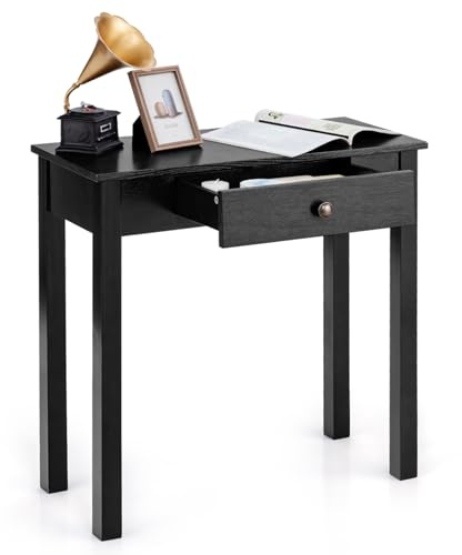 COSTWAY Konsolentisch mit Schublade, Eingangstisch schmal, Beistelltisch industriell aus Holz, Flurtisch für Eingang, Wohnzimmer, Schlafzimmer, 71 x 30 x 71cm (Schwarz)