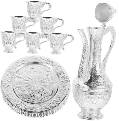 SECFOU Bicchieri in Metallo Per Vino Bollitore Retrò Per Vino Kit Di Bicchieri Artistici Per Set Da Teiera Vintage