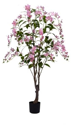 Jazmín artificial,Artificial Cherry Blossom Trees,Árbol De Flor De Cerezo Artificial Realista,Planta Rosa Grande,Magnífico Paisaje de simulación,para el Suelo, para terraza y Patio.(Pink,H:160cm)