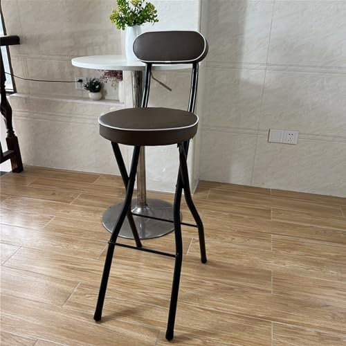 Sgabello da bar pieghevole B, con seduta rotonda imbottita, per cucina, sala giochi, sgabello alto pieghevole, capacità 136 kg, comodo ed elegante (75 cm)