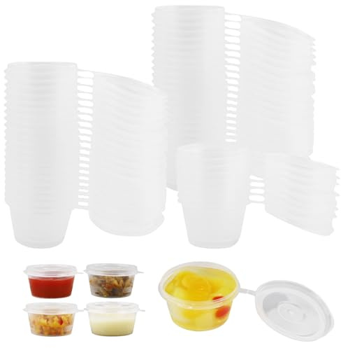 100 pezzi contenitori salvafreschezza, mini contenitori per salse, mini contenitori ermetici per sughi, 1 oz, per salse, salse, spezie, disegni con diamanti