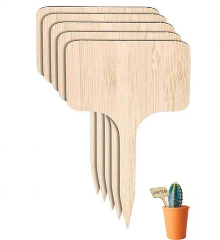 A Set of 25 Wooden T-Shaped Plant Labels, Perfect for Marking Herbs, Seeds, Flowers, and Vegetables, Durable Garden Labels (10cm/3.9 Long, 6cm/2.4)(Square)