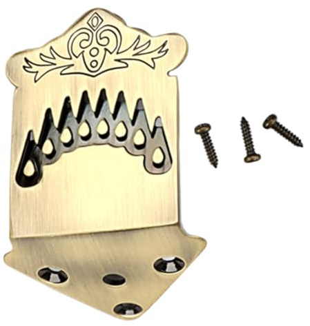 JOINPAYA Golden Alloy Mandolin Tailpiece 8-string String Accessory for Mandolin Improving Sustain Fixing Strings with Unique Plume Pattern Design