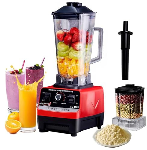 Mixer Smoothie Maker 2 L, Multifunktional Standmixer mit 6 Metallklingen 4500W Mixer Smoothie Maker mit 15 einstellbaren Geschwindigkeiten für Milchshakes und Smoothies, BPA-frei