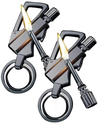 Accendino a fiammifero permanente con accensione illimitata, apribottiglie portachiavi multifunzione, accendino a cherosene impermeabile, adatto for attività all'aperto, campeggio, come regalo.(Black)