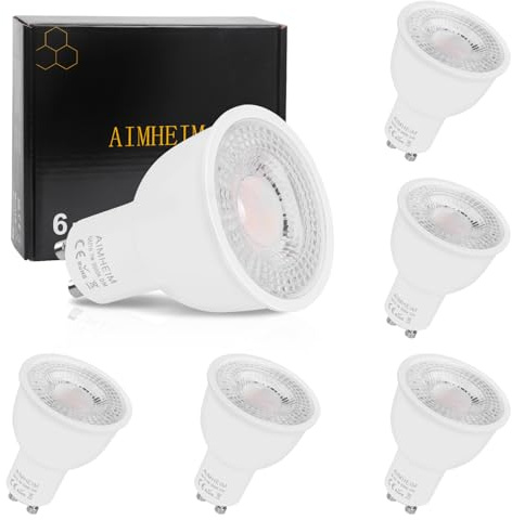 AIMHEIM Led Leuchtmittel gu10 Dimmbar Warmweiss 7W Ersetzt 70W, Dimmbare Reflektor Spots 3000K, 120° Abstrahwinkel Strahler, Flimmerfrei Reflektorlampen, 6 Stück