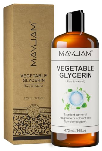 MAYJAM Glicerina Vegetal para Piel, Cabello 473ML, Regenerador e Hidratante | Vegetable Glycerin Puro y Natural, Glicerina Líquida para Hacer Jabones, Cosméticos y Secado de Flores