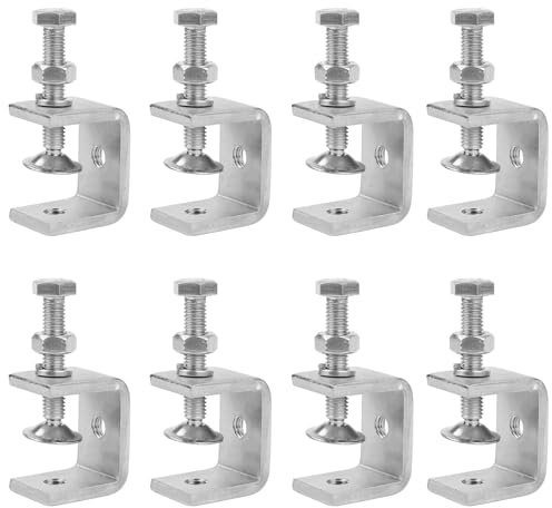 C Klemme, 8 Stück Edelstahl C Zwingen, C Zwingen Schraubklemme,Schraubzwingen Klein, Heberinge C Klemme, Tischklemme für Holzarbeiten, Justierbare Breite Workbench Clamp, für Holzarbeiten Klemmen