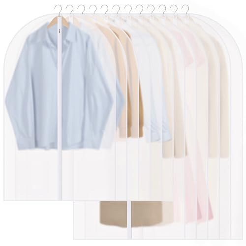 Hejo 12 Pezzi Copriabiti Antipolvere per Indumenti 60X100/120cm | Custodie per Abiti Traslucide e Impermeabili con Cerniera, Custodia Porta Abiti per Cappotti, Smoking, Giacche, Gonne