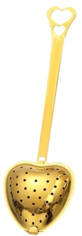 Tesil handtag hjärtformat tefilter rostfritt stål tyg hjärtformad sil sked infuser kökstillbehör för hemmet (1 st guld)