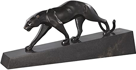 Lyxig bronsfigur Panter Svart/Brons 64 x 11 x H. 26,5 cm - Elegant bronsskulptur på marmorbas