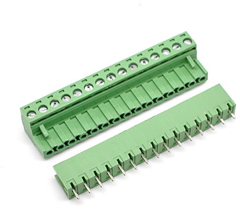 Oiyagai 5 Sets 15-Pin Schraubklemmenstecker – 5,08 mm Raster, PCB Stecker-Buchse, 300 V 15 A, Steckbarer Drahtverbinder für Stromversorgung, Signalverteilung, Industrieanlagen
