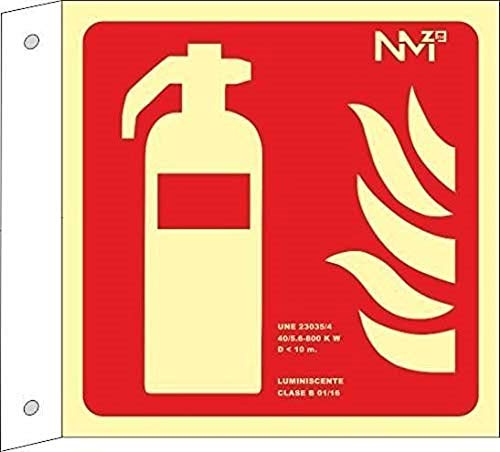 NORMALUZ | RD00B001 - Banderola Luminiscente Extintor Clase B PVC 0,7mm 21x21cm con CTE, RIPCI y Apto para la Nueva Legislación