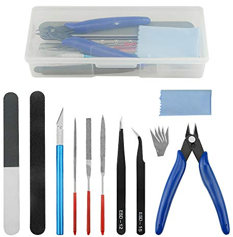 WMYCONGCONG Lot de 15 Kit d'outils pour maquettes Gundam Kit d'outils de construction pour modéliste pour bâtiments, voitures, avions, modélisme, réparation et fixation