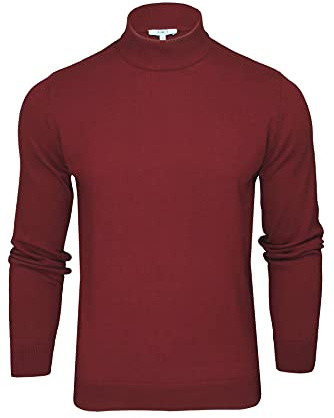 Xact Maglione da Uomo in Cotone a Collo Alto (Burgundy) L