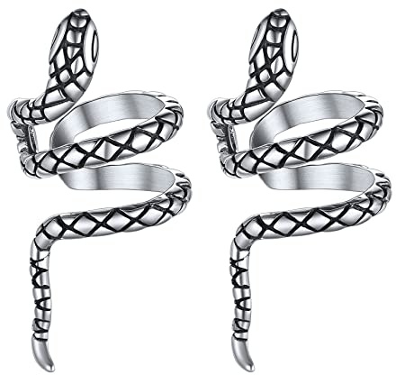 Bestyle Vintage Schlangen Ohrringe Creolen/Ohrklemme/Ohrhänger aus 925 Sterling Silber Ohrschmuck für Herrem Damen Jungen