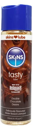 SKINS Lubrifiant double aromatisé au chocolat – Lubrifiant comestible pour le plaisir buccal et les rapports sexuels