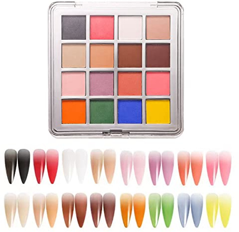 16 Color Magic Mirror Chrome Nail Powder Gradient Glitter Dust for Gel Polish Art Decoration (Mix-B)