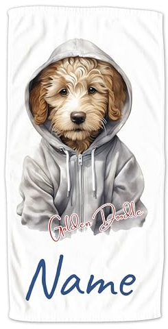 GRAZDesign Handtuch mit Hund und Namen personalisiert Golden Doodle auf Duschtuch, Badetuch in Zwei Größen - 140x70cm