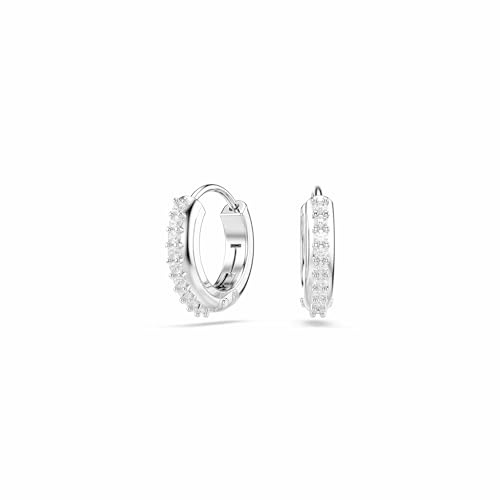 Swarovski Orecchini a cerchio Matrix, Taglio Round, Bianchi, Placcato rodio