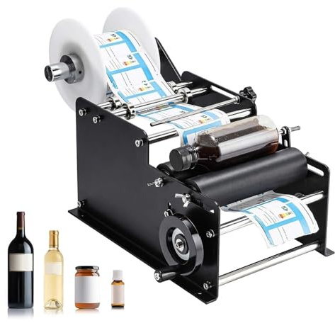 CASEGO Runder Flaschenetikettierer, manueller Etikettendrucker, Multifunktions-Etikettenspender für 0,6–4 Zoll/15–100 mm große Flaschen