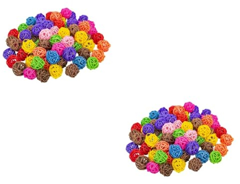 BUGUUYO 100stücke Rattan Spielzeug Für Papageien Multi-funktionale Dekoration Sicheres Kau Und Spielzeug Für Vögel Zufällige Farben