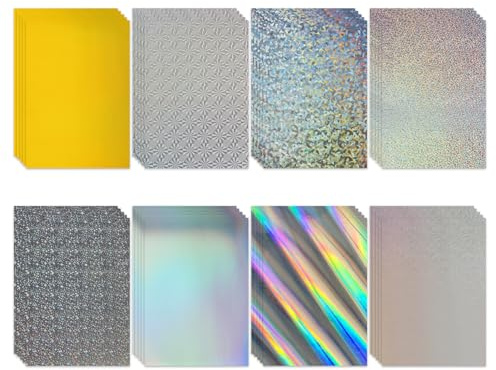 Papel de tarjeta holográfica yiemi, 40 hojas de de tarjeta de color 8 colores, papel de espejo arcoíris brillante a4, para artesanía, arte y fabricación de tarjetas de bricolaje
