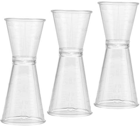 OUNONA 3piezas Taza Medidora De Plástico Jigger Doble Vaso Medidor De Cóctel Accesorio De Bar Para Bebidas Fiestas y Bares