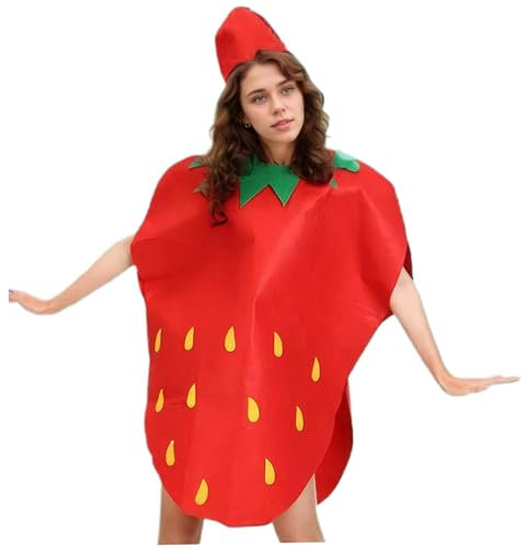 HoveeLuty Disfraz de fruta, disfraz creativo de comida de fresa con tocado, bonito de cosplay, divertido con marco de frutos rojos para adultos, disfraces de actuación, fiestas y cosplay pa