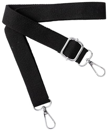 Shoulder Strap for Bag Adjustable Wide 2.5cm Bag Straps for Crossbody Handbags, Black Straps for Bags Women Men Crossbody with Silver Buckle Accessory