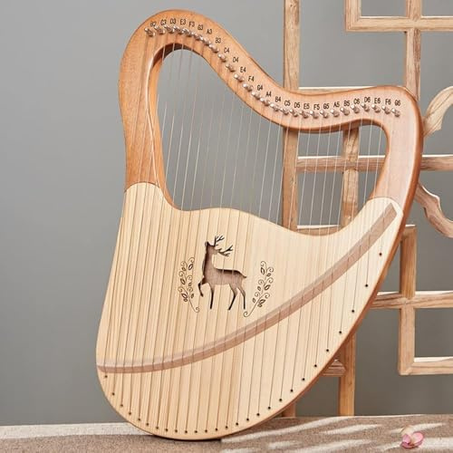 Lyre Harfe, Mahagoni-Saiteninstrument mit EVA-Tragetasche, Stimmschlüssel, Ersatzsaiten, für Musikliebhaber, Anfänger und Kinder, N (Größe: 27 Saiten, Lyraharfe)