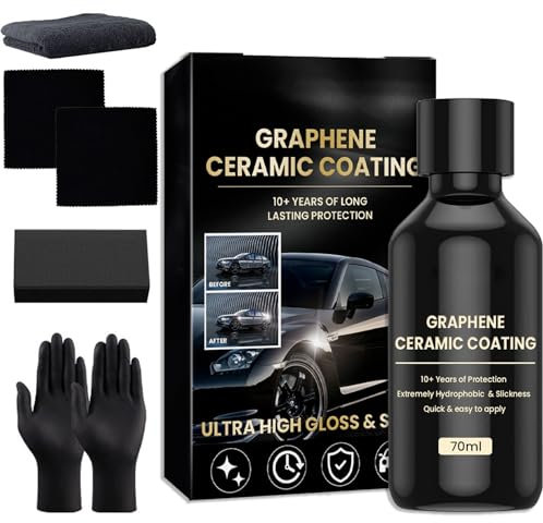 Advanced Ceramic Coating For Cars, 10+ Years Of Long Lasting High Gloss, Ceramic Auto Detailing Kit, Super Hydrophobic, Anti-Scratch, Car Sealant Protection, Easy To Apply After Washing - 70ML