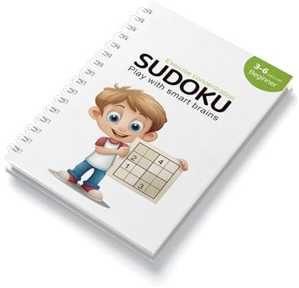 VTHY 1pc Challenging Sudoku Puzzle Book Smart Kids Above Exercise Brain, lmprove Focus and Boost