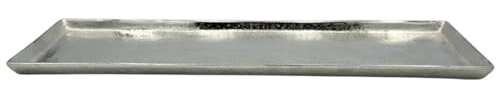 Tablett Deko Metall 44x13 cm Silber Kerzentablett Dekotablett Dekoschale rechteckig