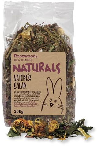 Rosewood Naturals Nature’s Salad, Small Animal Treat for Rabbits, Guinea Pigs, Chinchillas, Degus, Hamsters, Gerbils, Mice and Rats, 200g